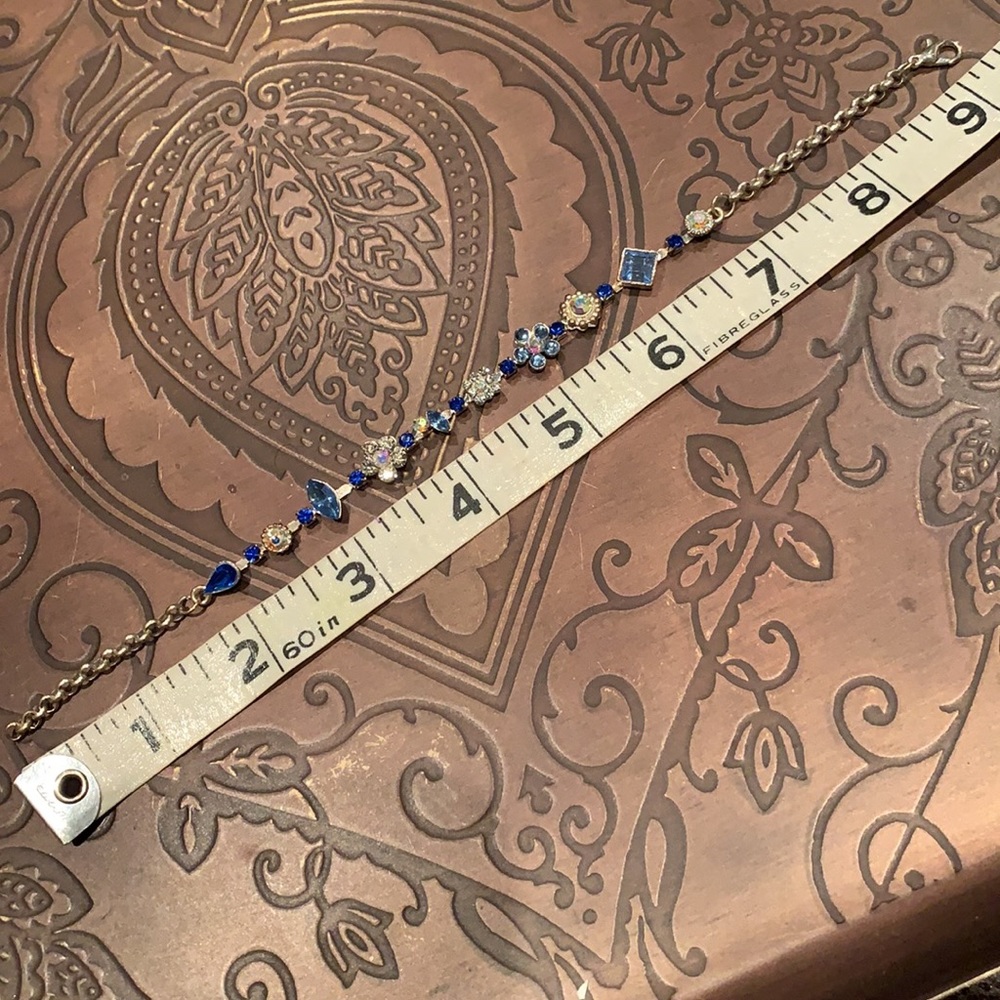 Bracelet with blue glass & rhinestones silver-tone - Picture 8 of 8